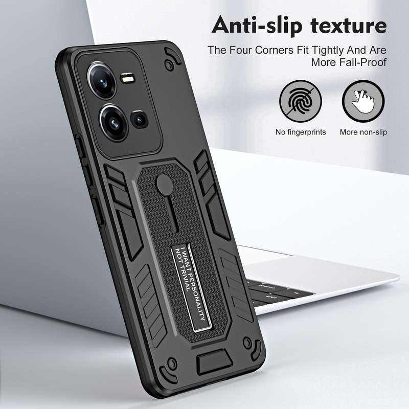 For vivo V25 5G / V25e Variety Brave Armor Finger Loop Holder Phone Case(Black)
