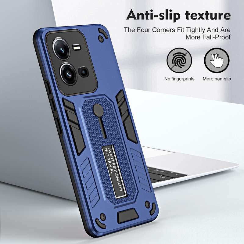 For vivo V25 5G / V25e Variety Brave Armor Finger Loop Holder Phone Case(Black)