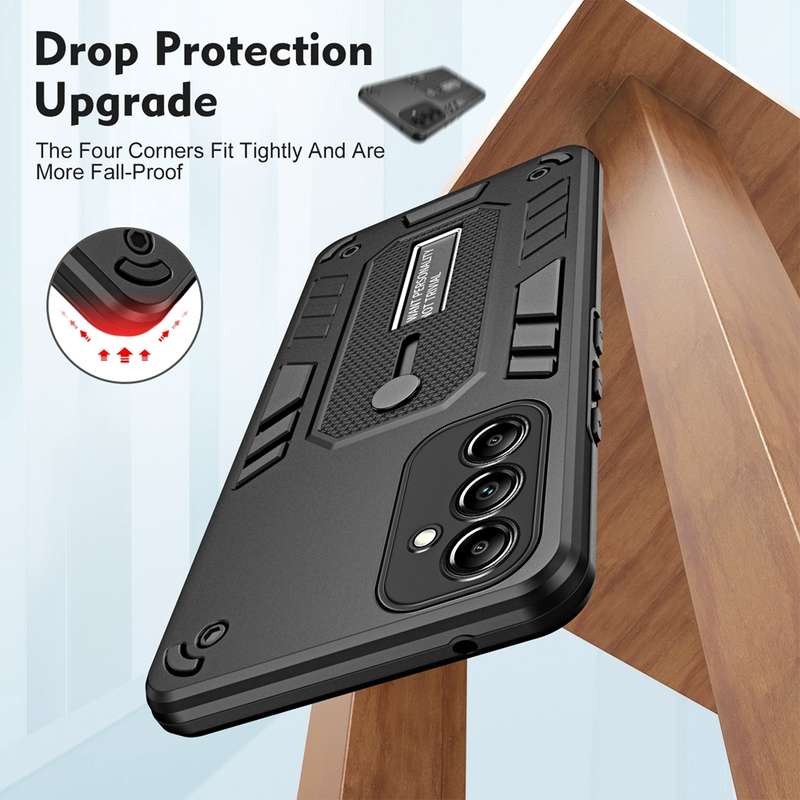 For Samsung Galaxy A24 4G Variety Brave Armor Finger Loop Holder Phone Case(Black)