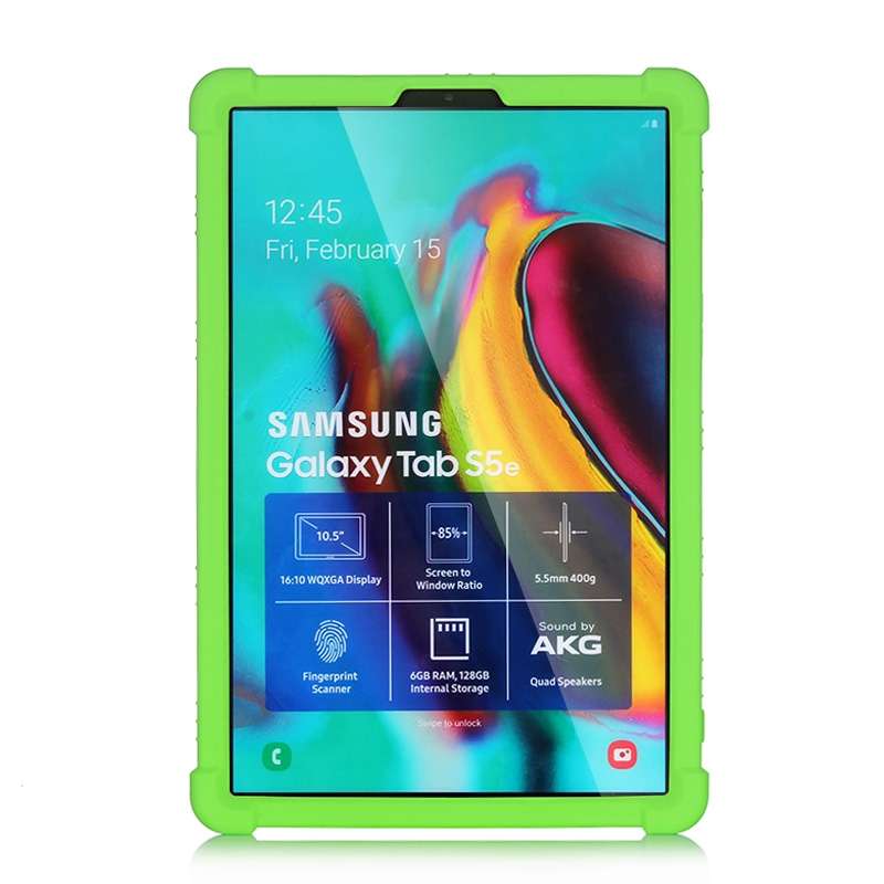 For Galaxy Tab S5e T720 Tablet PC Silicone Protective Case with Invisible Bracket(Black)