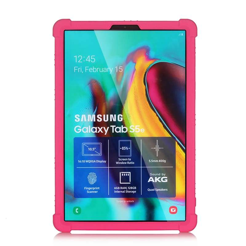 For Galaxy Tab S5e T720 Tablet PC Silicone Protective Case with Invisible Bracket(Black)