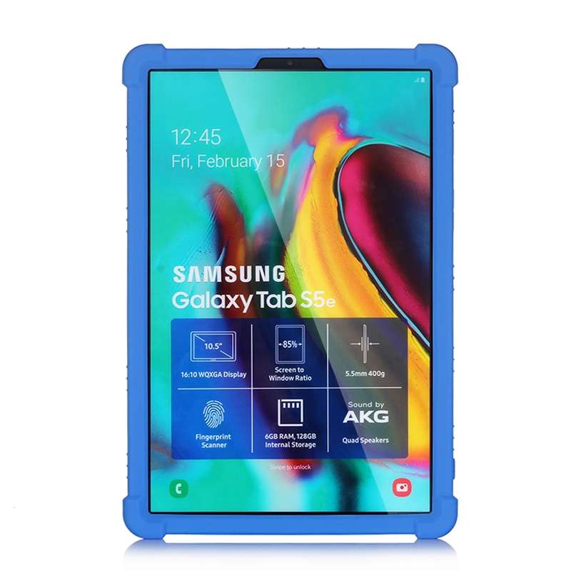 For Galaxy Tab S5e T720 Tablet PC Silicone Protective Case with Invisible Bracket(Black)