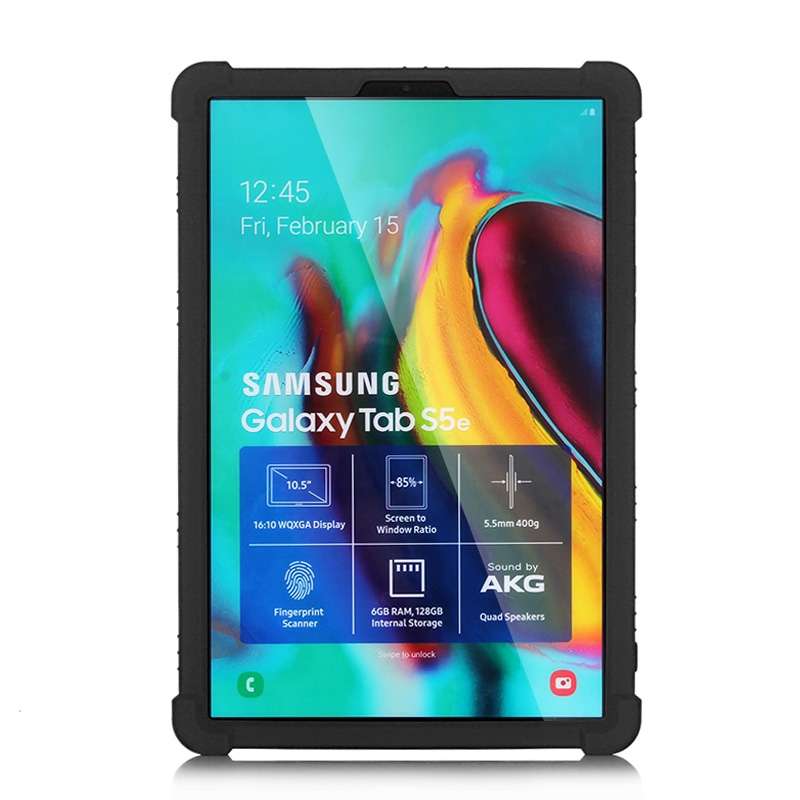 For Galaxy Tab S5e T720 Tablet PC Silicone Protective Case with Invisible Bracket(Black)