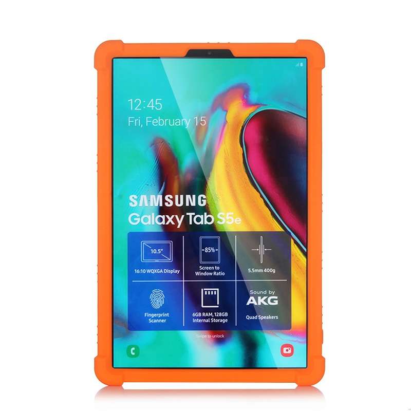 For Galaxy Tab S5e T720 Tablet PC Silicone Protective Case with Invisible Bracket(Black)