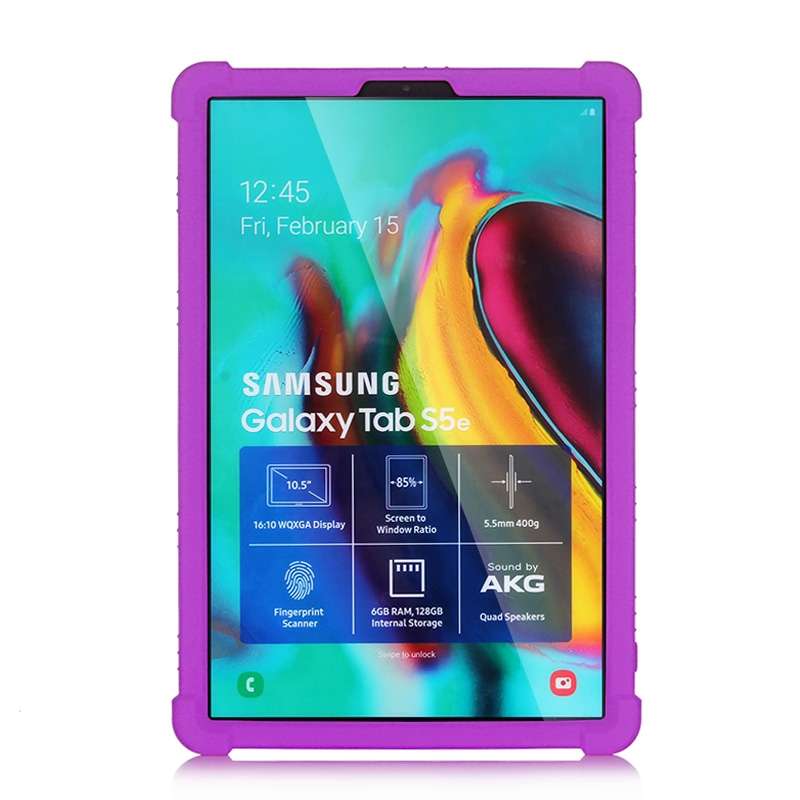For Galaxy Tab S5e T720 Tablet PC Silicone Protective Case with Invisible Bracket(Black)