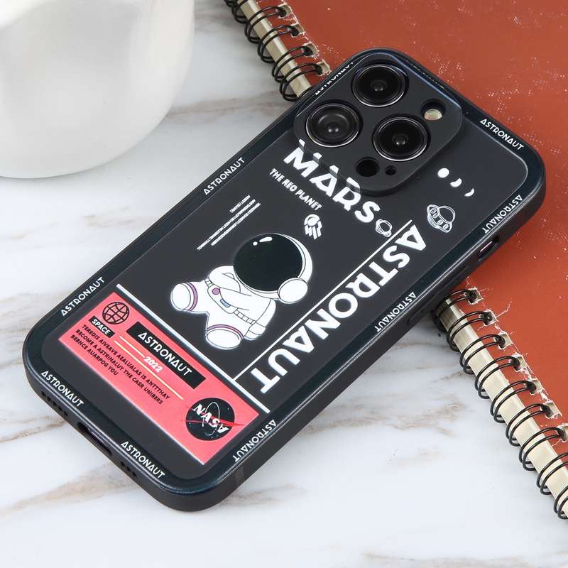 For iPhone 11 Astronaut Pattern Silicone Straight Edge Phone Case(Mars Astronaut-White)