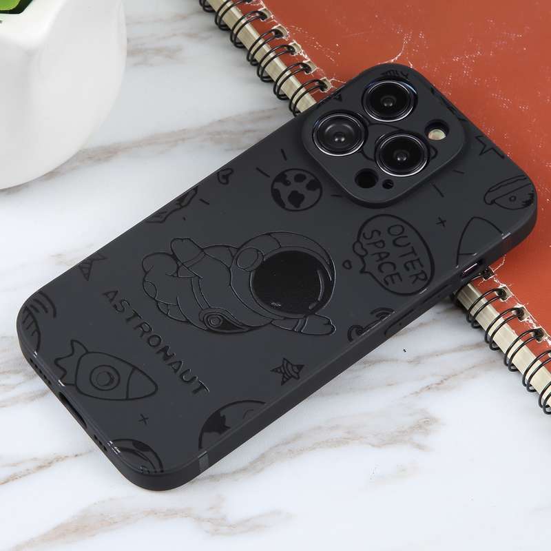 For iPhone 11 Astronaut Pattern Silicone Straight Edge Phone Case(Mars Astronaut-White)