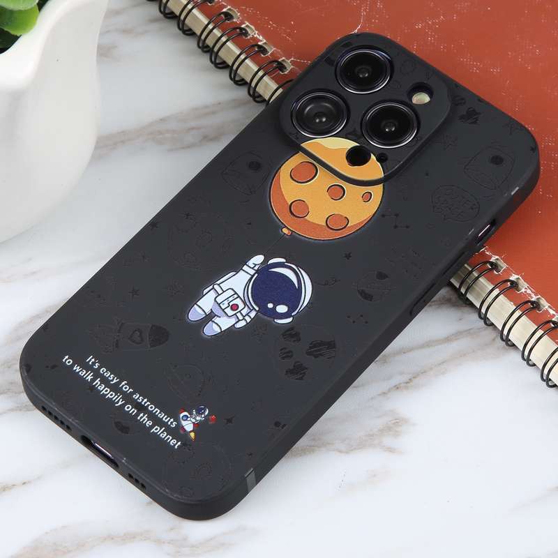 For iPhone 11 Astronaut Pattern Silicone Straight Edge Phone Case(Mars Astronaut-White)