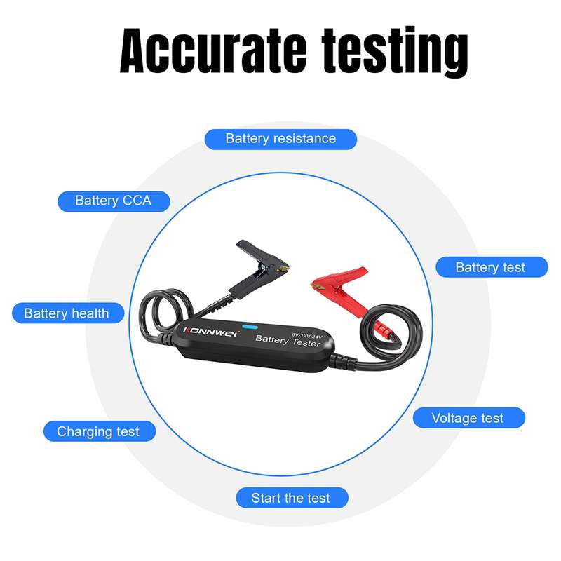KONNWEI BK200 6V/12V/24V Car Bluetooth Battery Tester(Black)