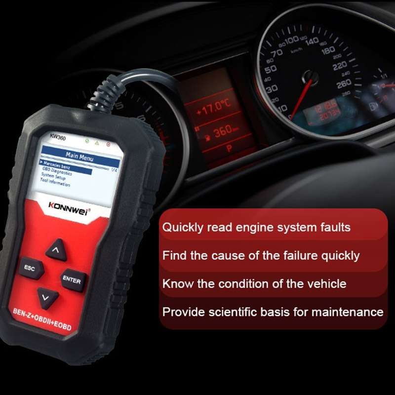 For Mercedes Benz KONNWE KW360 2.4 inch OBD2 Car Fault Detector