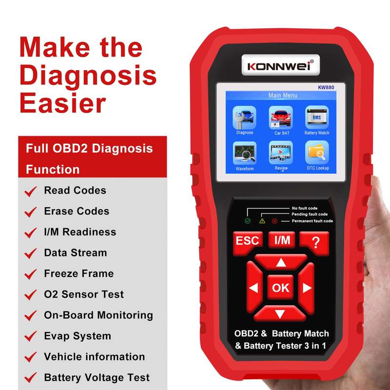 For BMW KONNWE KW480 2.8 inch Color Screen OBD2 Car Fault Detector