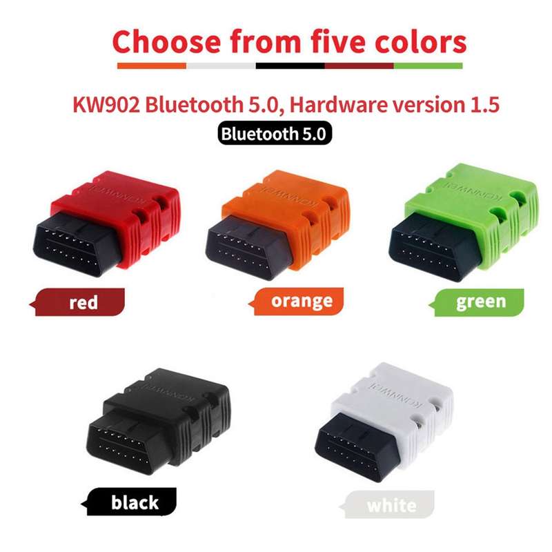 KONNWEI KW902 Bluetooth 5.0 OBD2 Car Fault Diagnostic Scan Tools Support IOS / Android(Red)