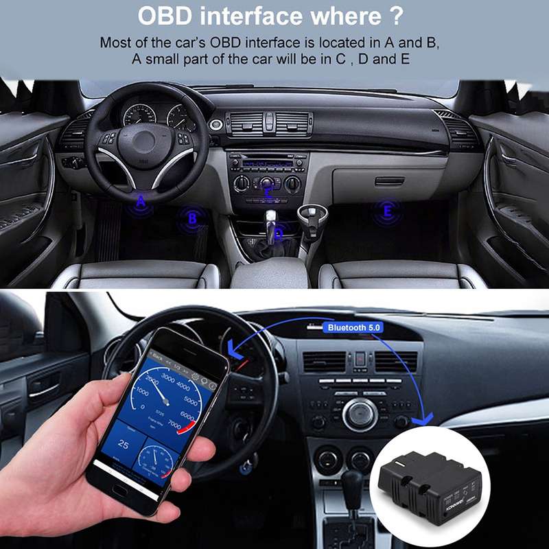 KONNWEI KW902 Bluetooth 5.0 OBD2 Car Fault Diagnostic Scan Tools Support IOS / Android(Red)