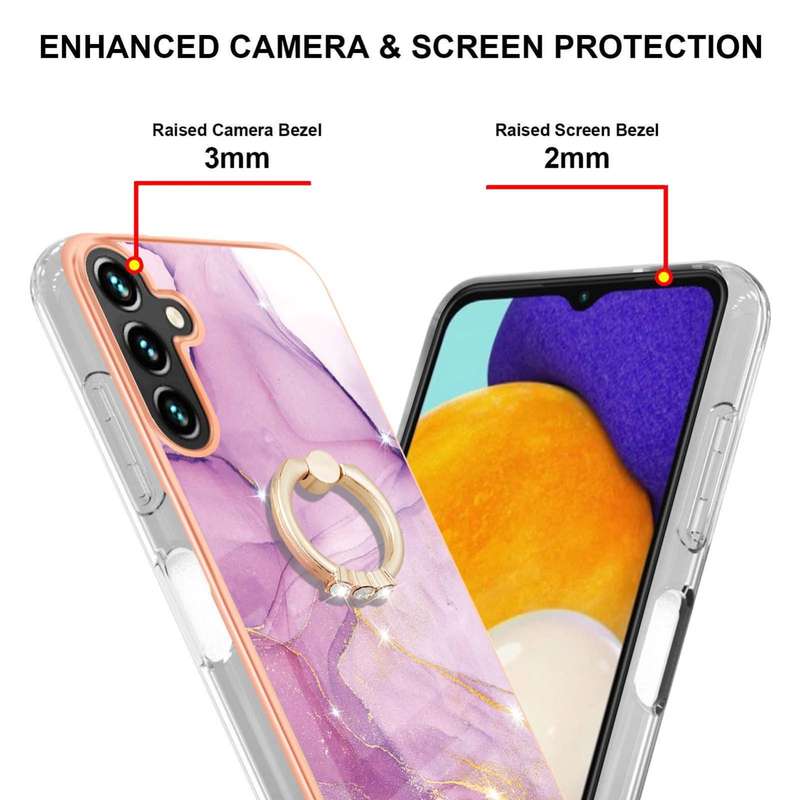 For Samsung Galaxy A54 5G Electroplating Marble IMD TPU Phone Case with Ring Holder(Rose Gold 005)