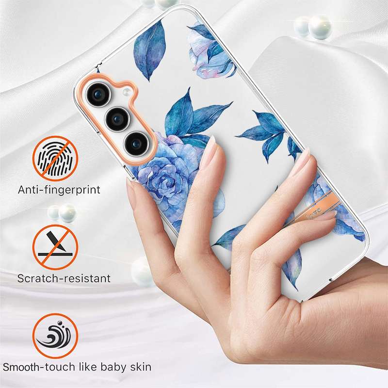 For Samsung Galaxy S23 FE 5G Flowers and Plants Series IMD TPU Phone Case(Pink Gardenia)