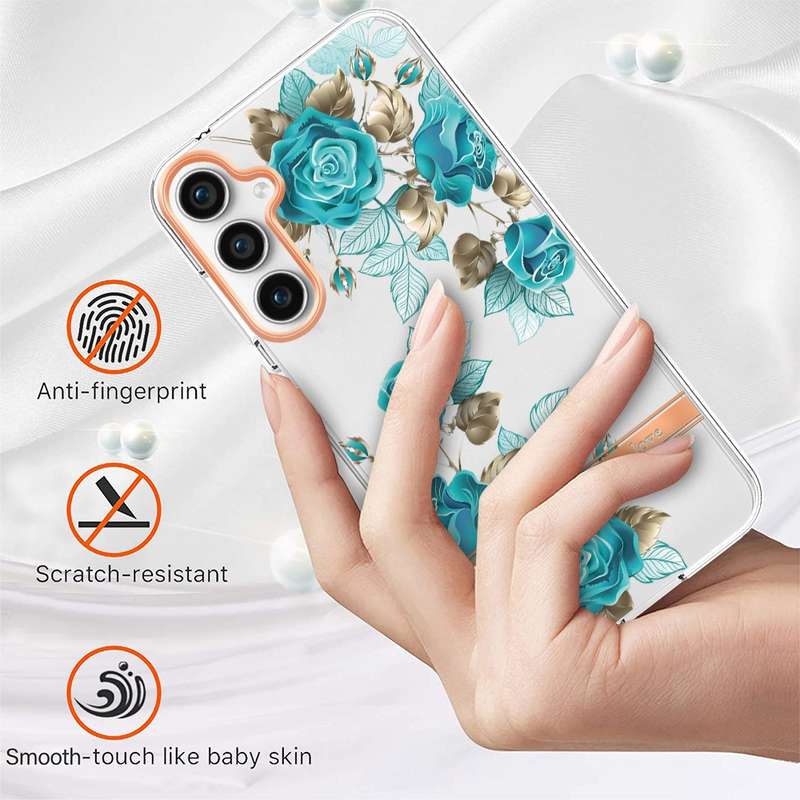 For Samsung Galaxy S23 FE 5G Flowers and Plants Series IMD TPU Phone Case(Pink Gardenia)