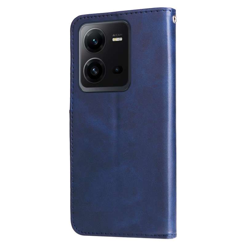 For vivo V25 5G/V25e 4G Calf Texture Zipper Leather Phone Case(Blue)