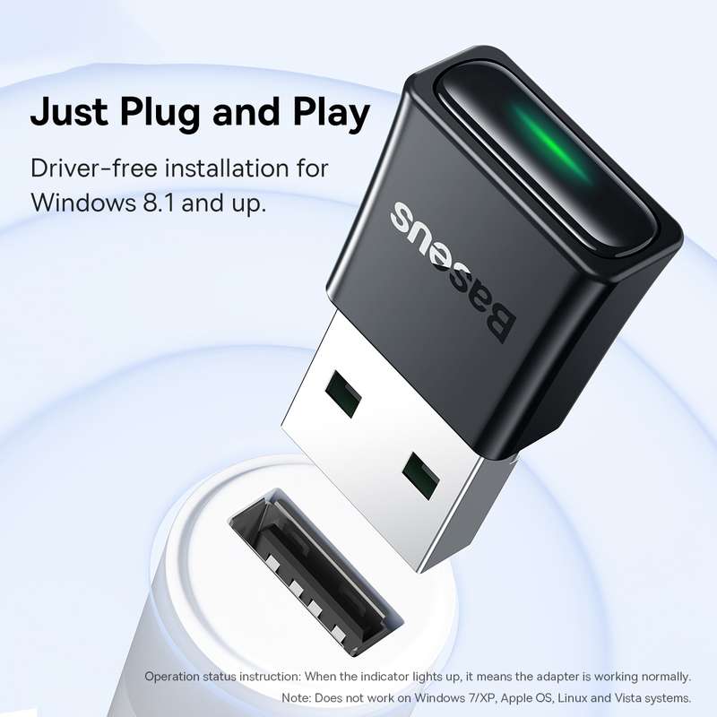 Baseus BA07 Bluetooth 5.3 USB Bluetooth Adapter(Black)