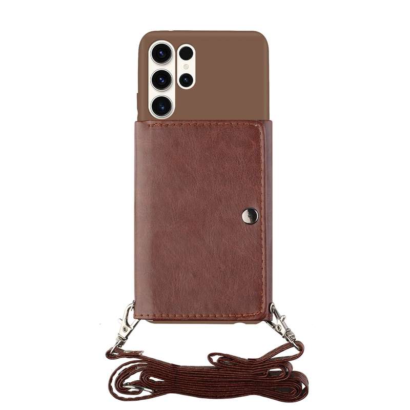 For Samsung Galaxy S23 Ultra 5G Crossbody Lanyard Wallet Card Bag Phone Case(Grey)