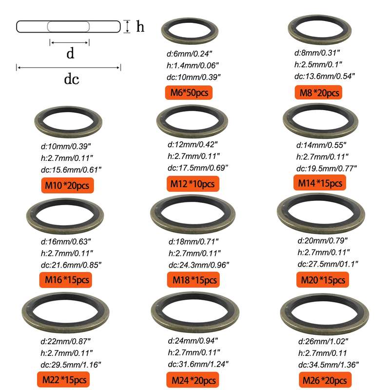 A7789 215 in 1 11 Sizes O-type Seal Oil Washer Assortment Kit