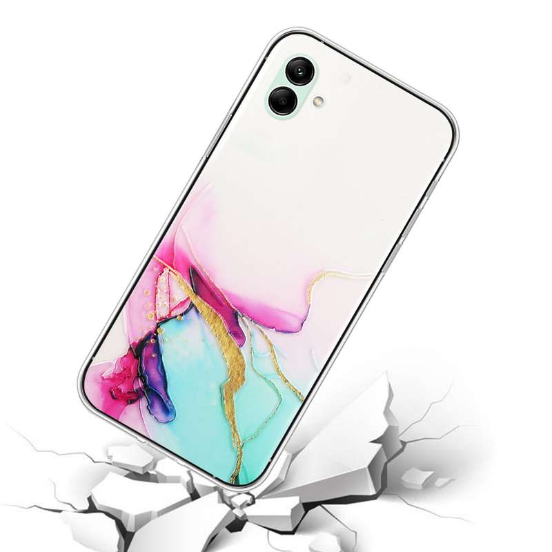 For Samsung Galaxy A04e Hollow Marble Pattern TPU Precise Hole Phone Case(Pink)