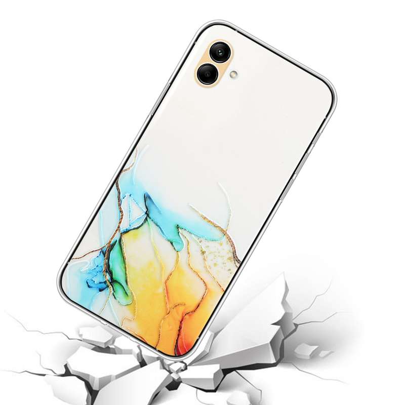 For Samsung Galaxy A04e Hollow Marble Pattern TPU Precise Hole Phone Case(Pink)
