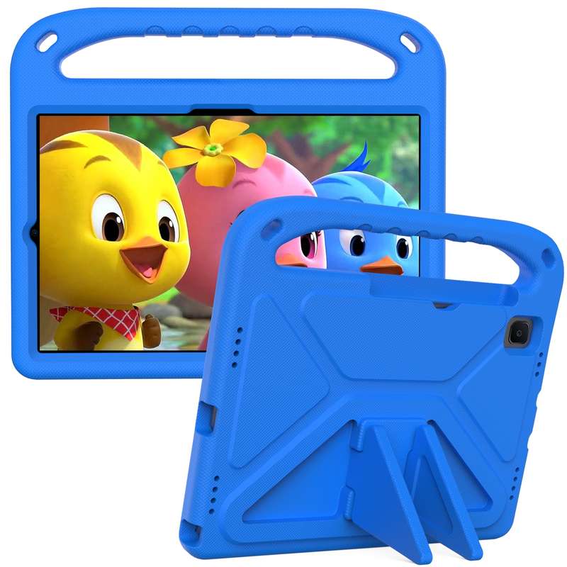 For Samsung Galaxy Tab S6 Lite P610 Handle EVA Shockproof Tablet Case with Holder(Blue)