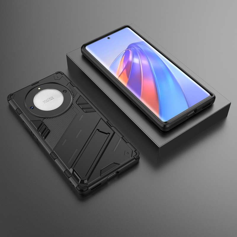 For Honor X9a/X40 5G/Magic5 Lite Punk Armor PC + TPU Phone Case with Holder(Grey)