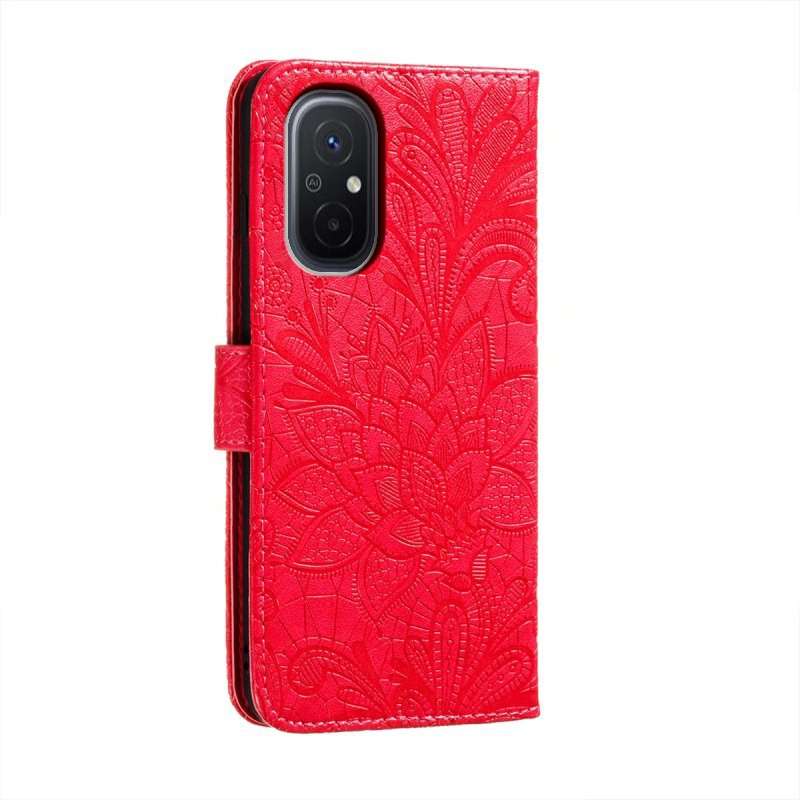 For Xiaomi Redmi 12C Lace Flower Embossing Flip Leather Phone Case(Purple)