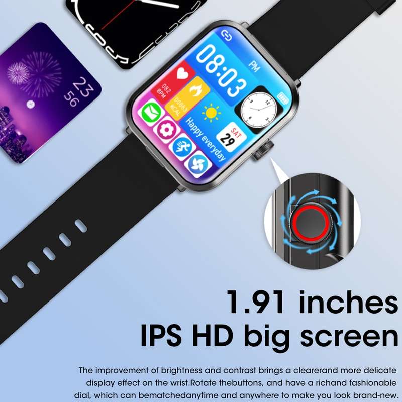 S6 TWS Earphone 1.91 inch Smart Bracelet Support Bluetooth Call / Health Monitoring(Black)