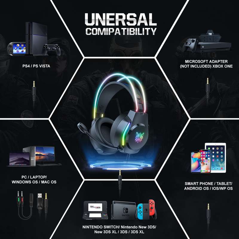 X26 USB+3.5mm RGB Wired Gaming Headset(Black)
