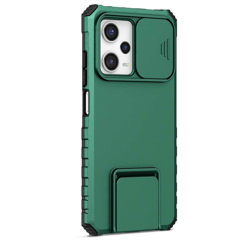 For Xiaomi Redmi Note 12 Pro 5G / Poco X5 Pro Stereoscopic Holder Sliding Camshield Phone Case(Green
