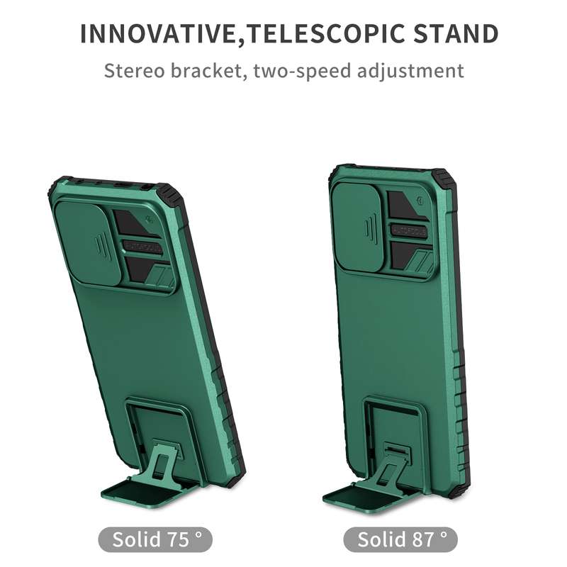 For Xiaomi Redmi Note 12 Pro 5G / Poco X5 Pro Stereoscopic Holder Sliding Camshield Phone Case(Green