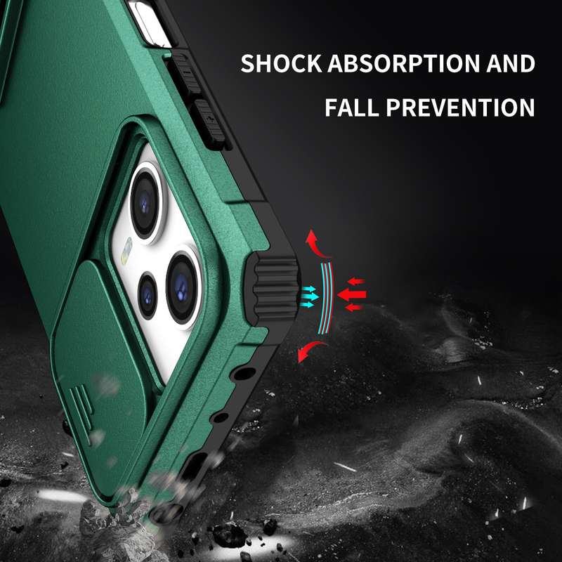 For Xiaomi Redmi Note 12 Pro 5G / Poco X5 Pro Stereoscopic Holder Sliding Camshield Phone Case(Green