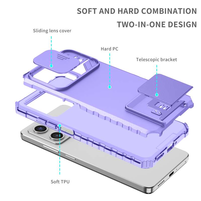 For Xiaomi Redmi Note 12 Pro 5G / Poco X5 Pro Stereoscopic Holder Sliding Camshield Phone Case(Green