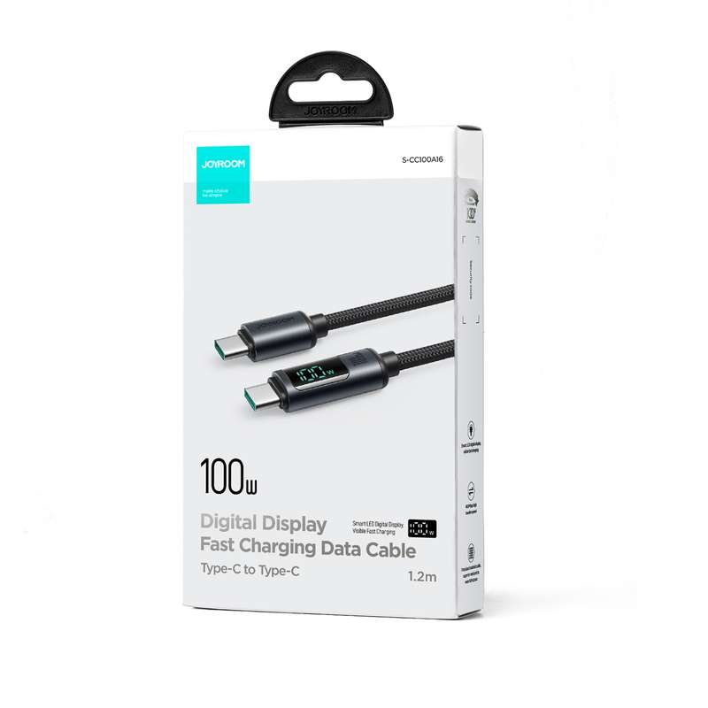 JOYROOM S-CC100A16 100W USB-C / Type-C to USB-C / Type-C Digital Display Fast Charging Data Cable, L