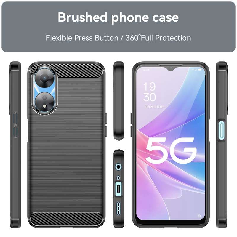 For OPPO A78 5G Brushed Texture Carbon Fiber TPU Phone Case(Blue)