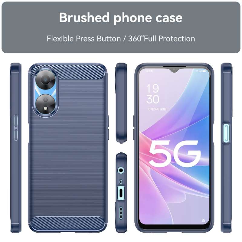 For OPPO A78 5G Brushed Texture Carbon Fiber TPU Phone Case(Blue)