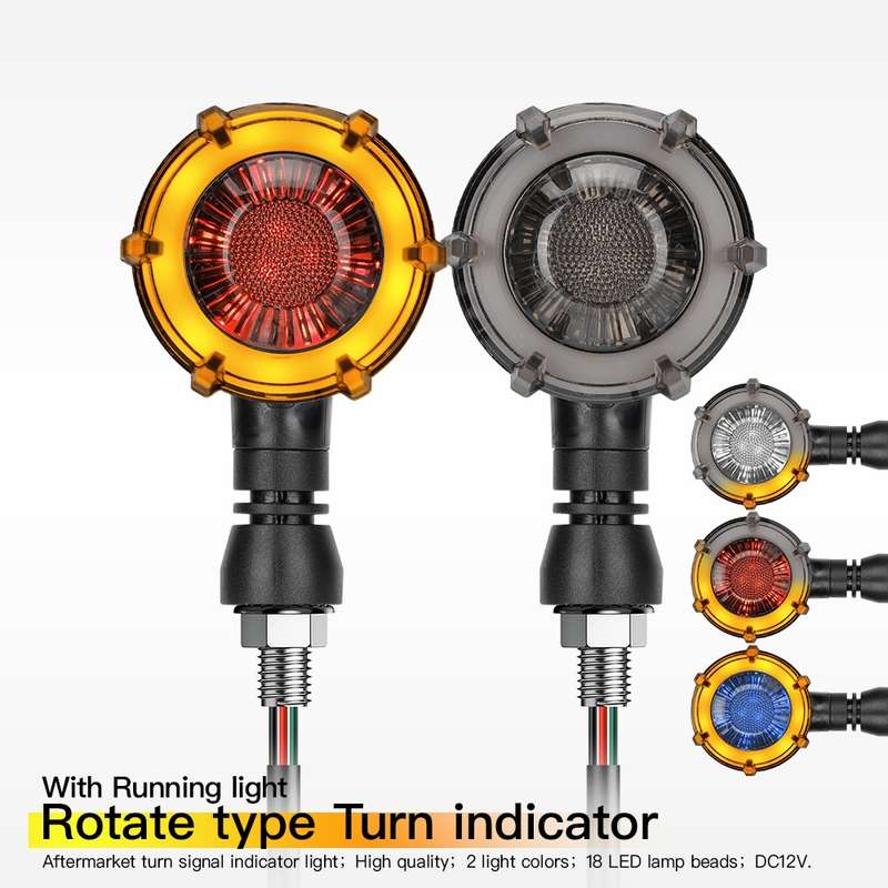 1 Pair Motorcycles Universal Rotating LED Dual-color Flow Turn Signal Light(Amber Yellow Light + Blu