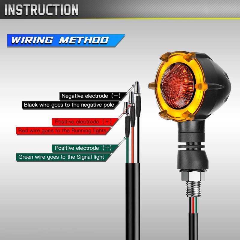 1 Pair Motorcycles Universal Rotating LED Dual-color Flow Turn Signal Light(Amber Yellow Light + Blu