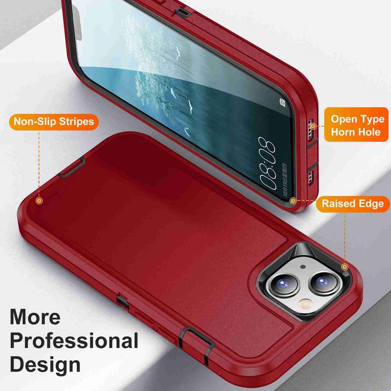 For iPhone 14 / 13 Life Waterproof Rugged Phone Case(Purple + Pink)