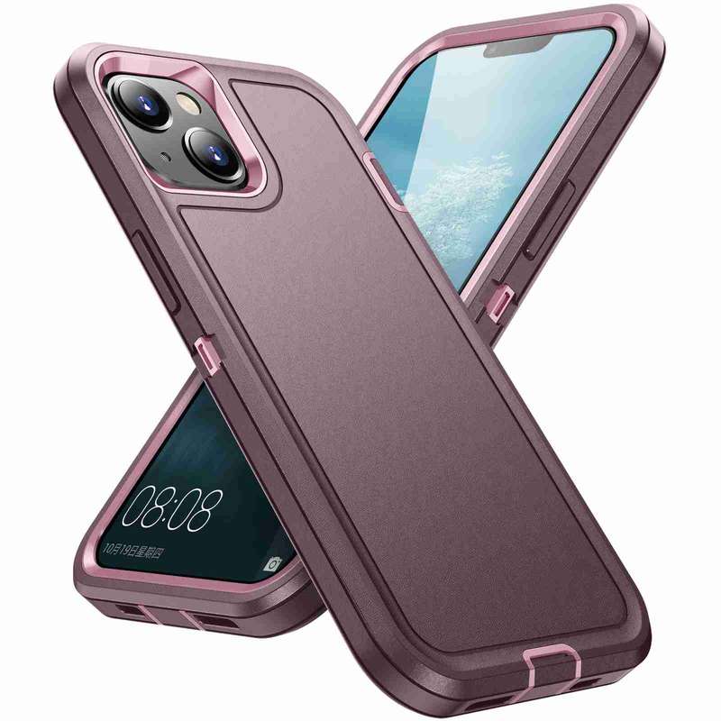 For iPhone 14 / 13 Life Waterproof Rugged Phone Case(Purple + Pink)