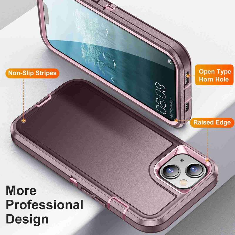 For iPhone 14 / 13 Life Waterproof Rugged Phone Case(Purple + Pink)
