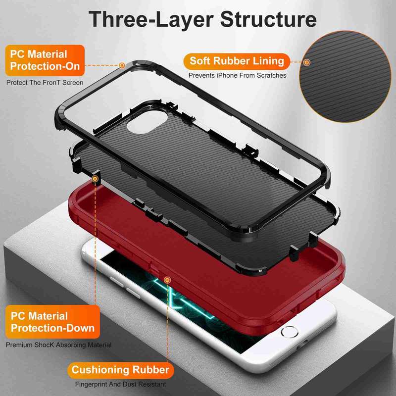 For iPhone SE 2022 / SE 2020 / 8 / 7 Life Waterproof Rugged Phone Case(Purple + Pink)