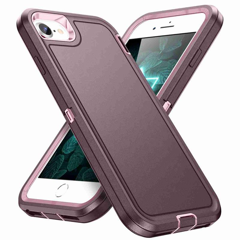 For iPhone SE 2022 / SE 2020 / 8 / 7 Life Waterproof Rugged Phone Case(Purple + Pink)