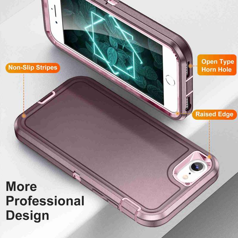For iPhone SE 2022 / SE 2020 / 8 / 7 Life Waterproof Rugged Phone Case(Purple + Pink)