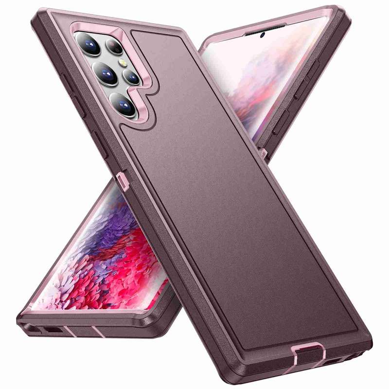 For Samsung Galaxy S22 Ultra 5G Life Waterproof Rugged Phone Case(Purple + Pink)