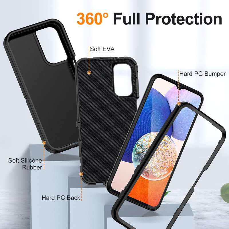 For Samsung Galaxy A14 5G Life Waterproof Rugged Phone Case(Dark Blue + Royal Blue)