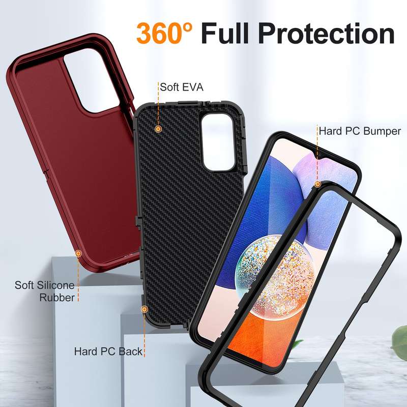 For Samsung Galaxy A14 5G Life Waterproof Rugged Phone Case(Dark Blue + Royal Blue)