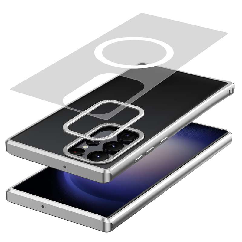 For Samsung Galaxy S22 Ultra 5G MagSafe Magnetic PC Phone Case(Silver)